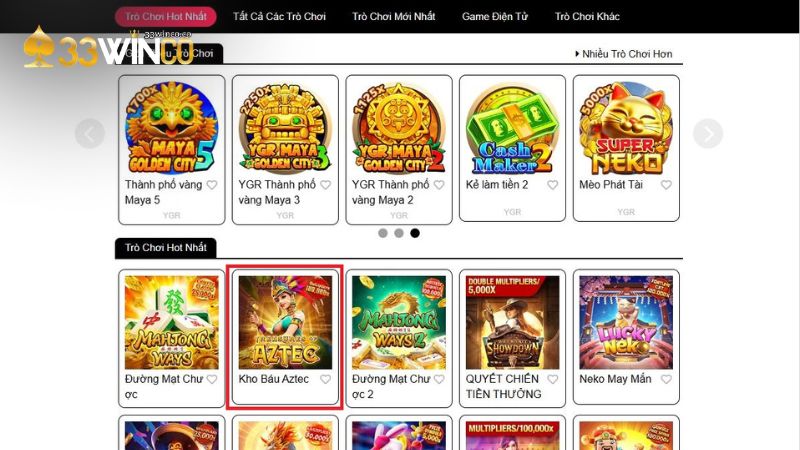 Cách tham gia Kho Báu Aztec 33Win chi tiết cho tân binh